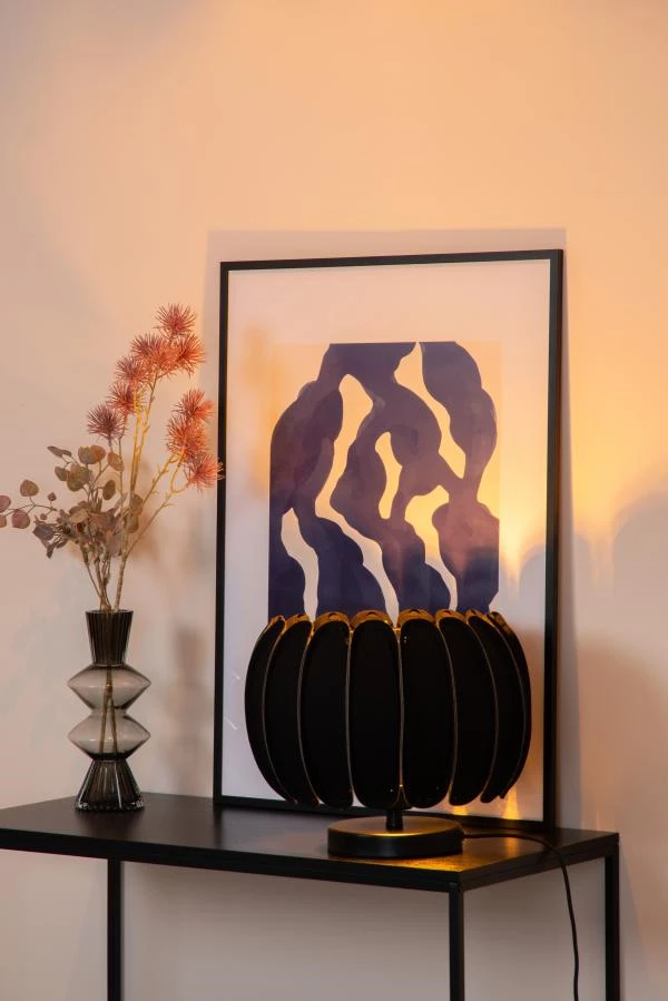Lucide SPENCER - Lampe de table - Ø 30 cm - 1xE27 - Noir - ambiance 1